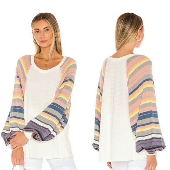 Free People Tops - NEW Free People Rainbow Dreams Swit Balloon Sleeve Oversized Top Size S